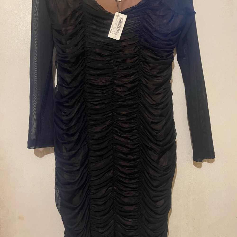 Elegant Black Ruched Dress women